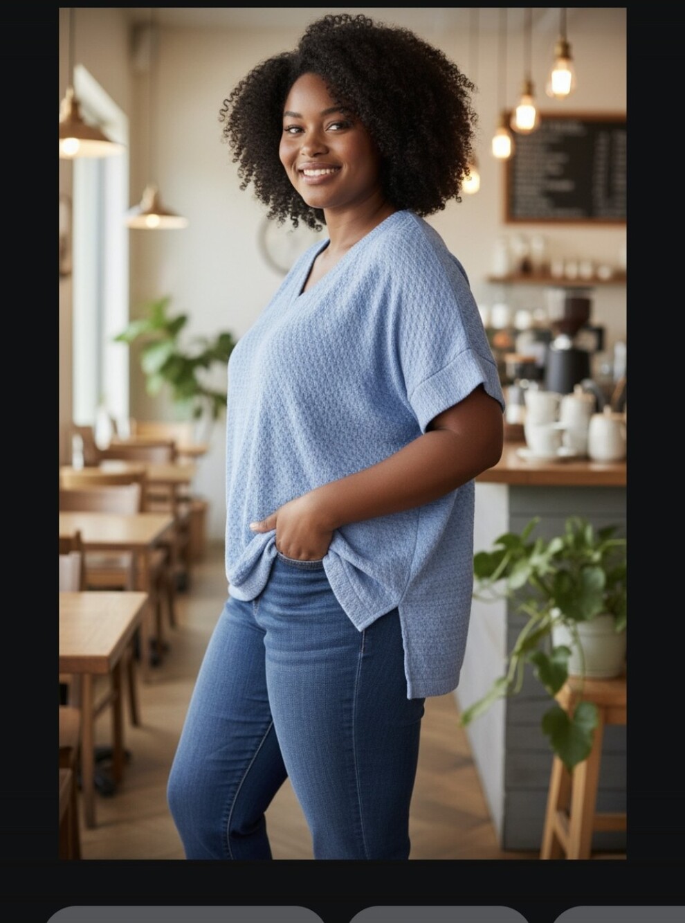 Nellie Mae Boutique Oversized Light Blue V-Neck Women's Sweater- XL